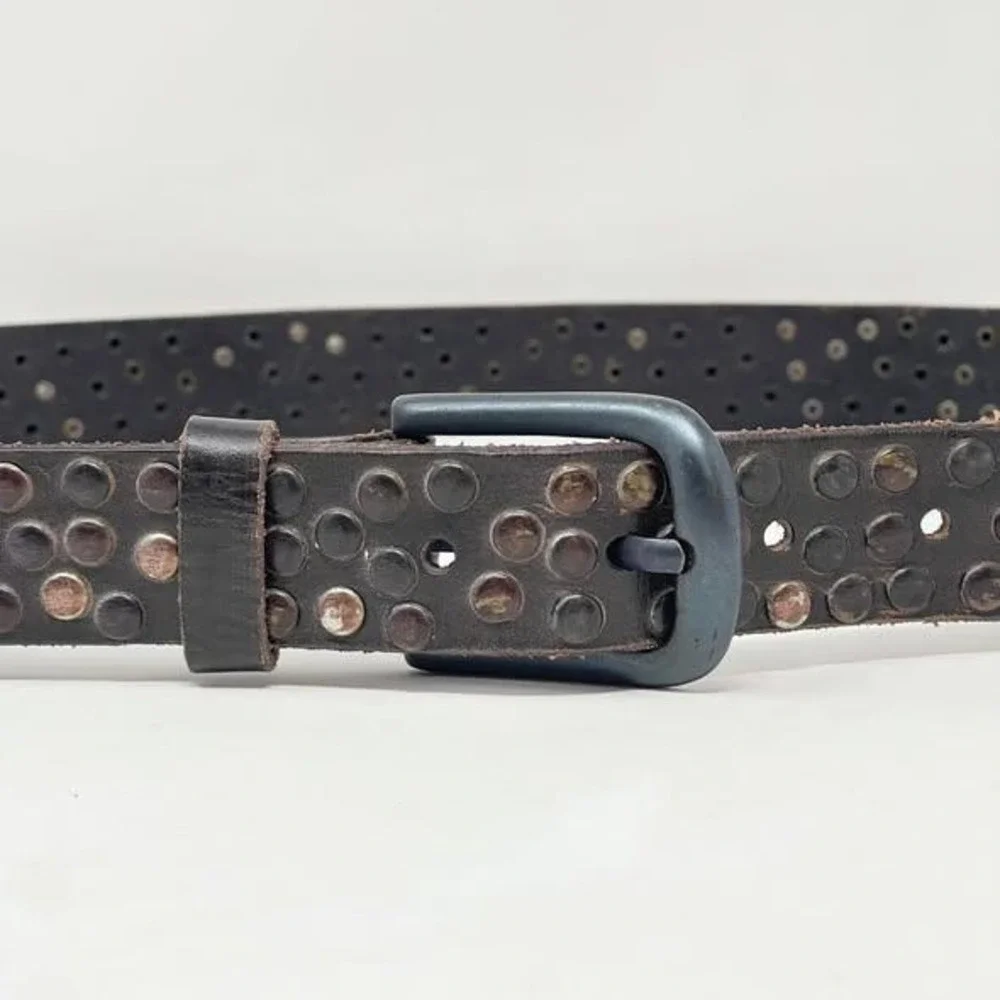 Indie Spirit Studded Belt Wms Large Dark Brown Rivets Western Cowgirl Festival
